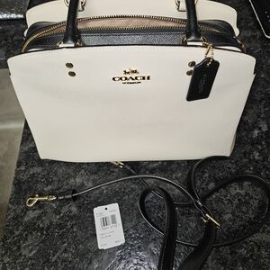 Coach Lille Women's Cream and Black Leather Bag Excellent Condition